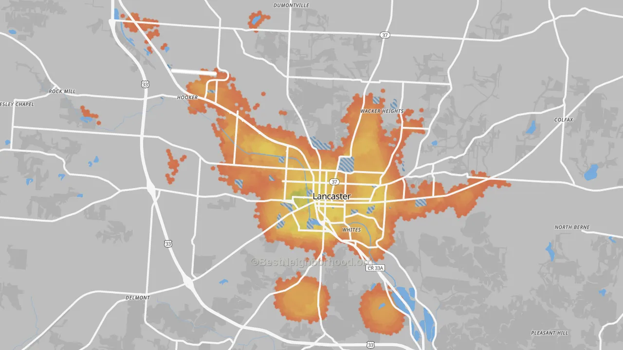 Bike Grade map of Lancaster, OH