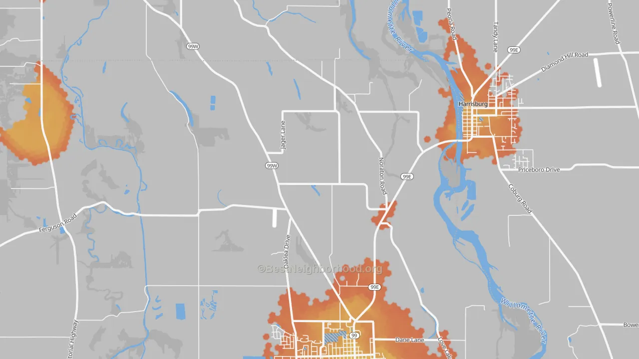 Bike Grade map of Lancaster, OR