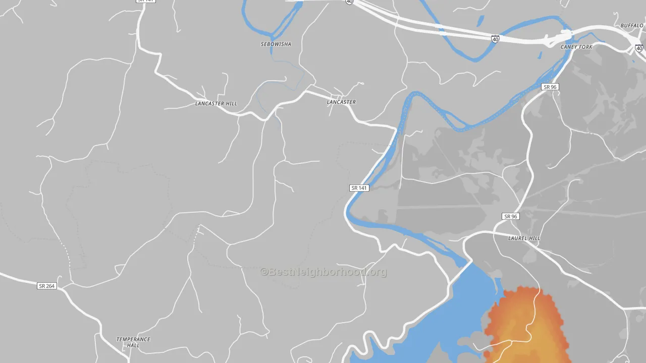 Bike Grade map of Lancaster, TN
