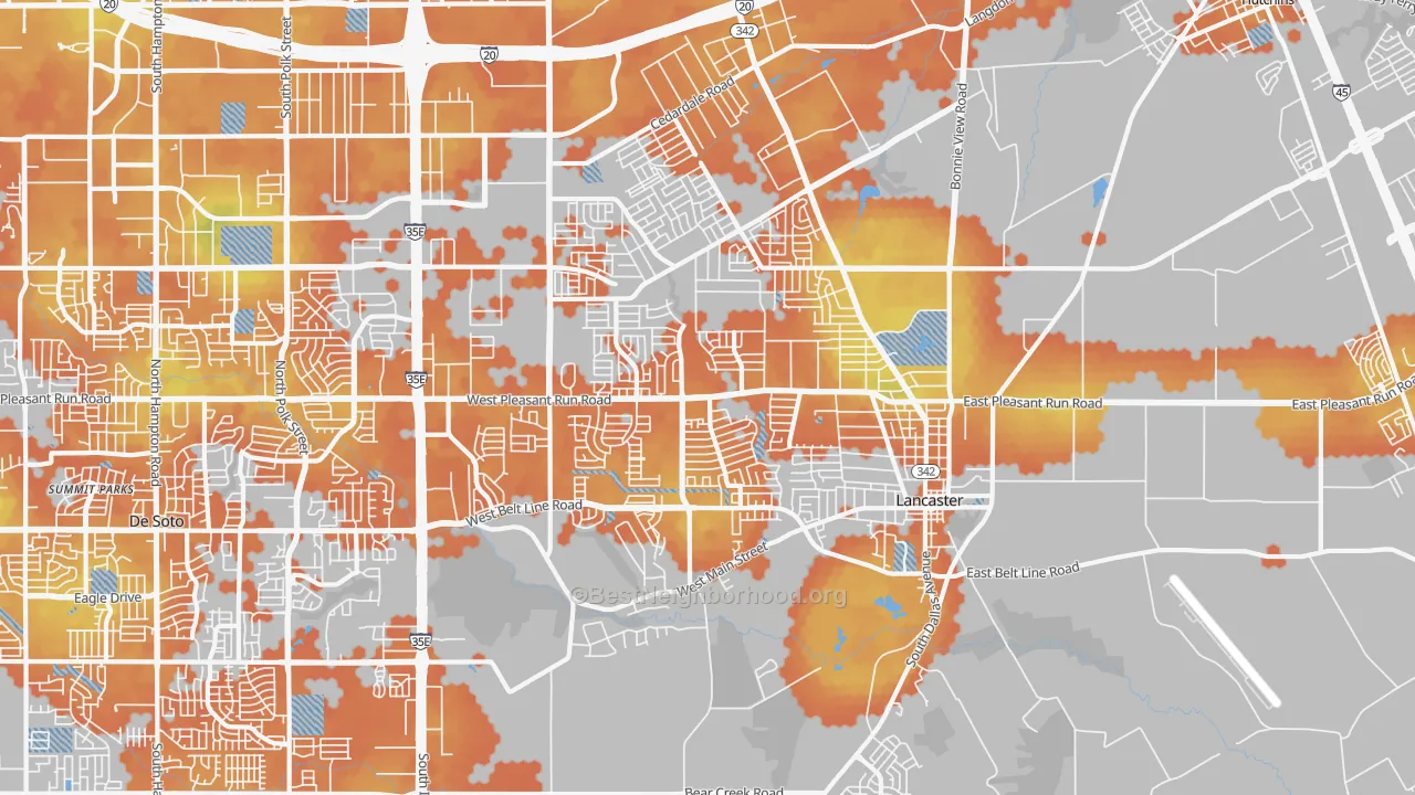Bike Grade map of Lancaster, TX