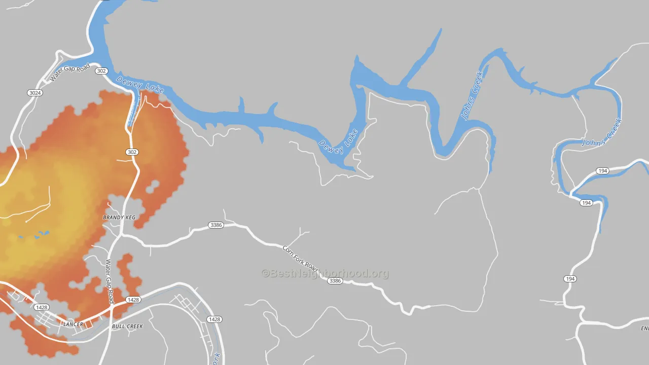 Bike Grade map of Lancer, KY