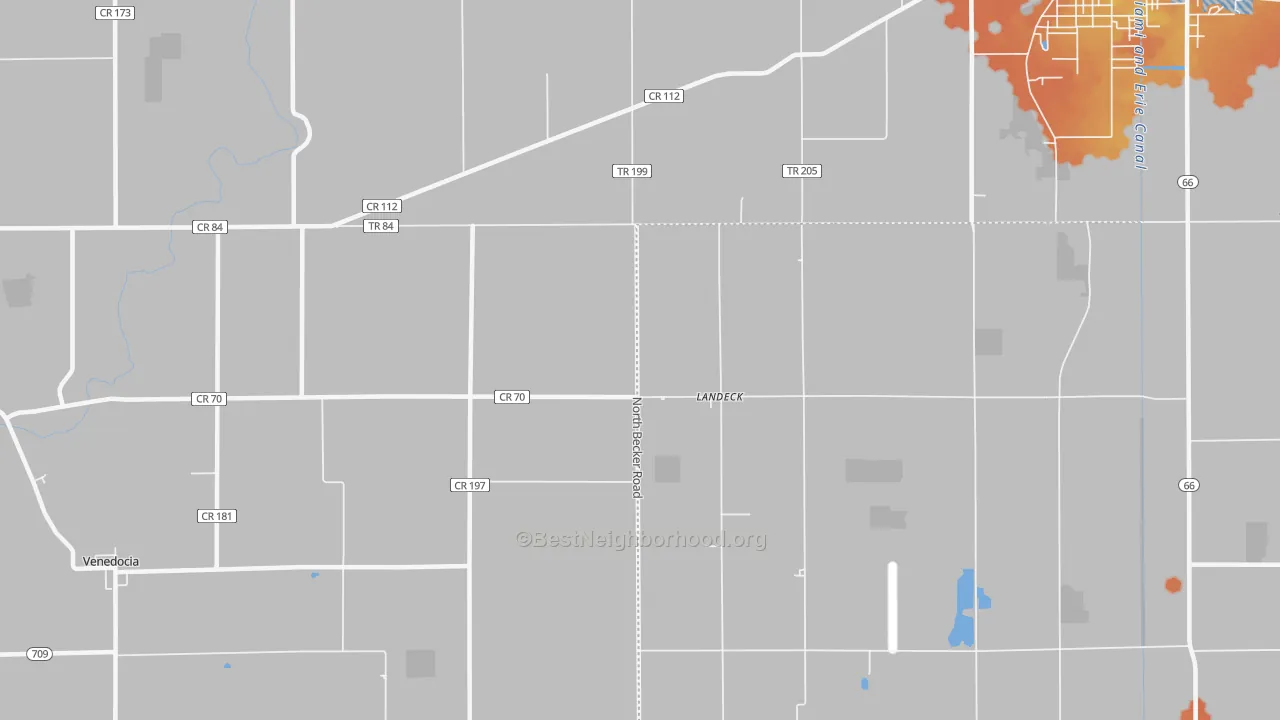 Bike Grade map of Landeck, OH