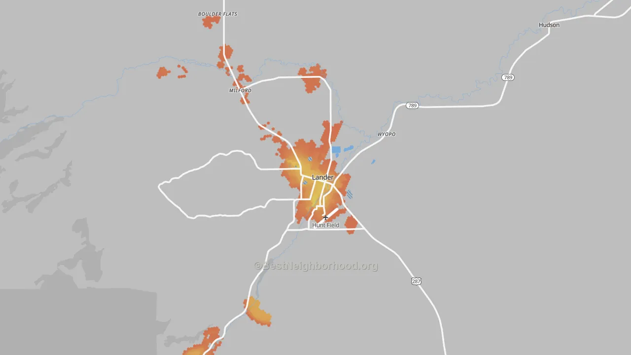 Bike Grade map of Lander, WY