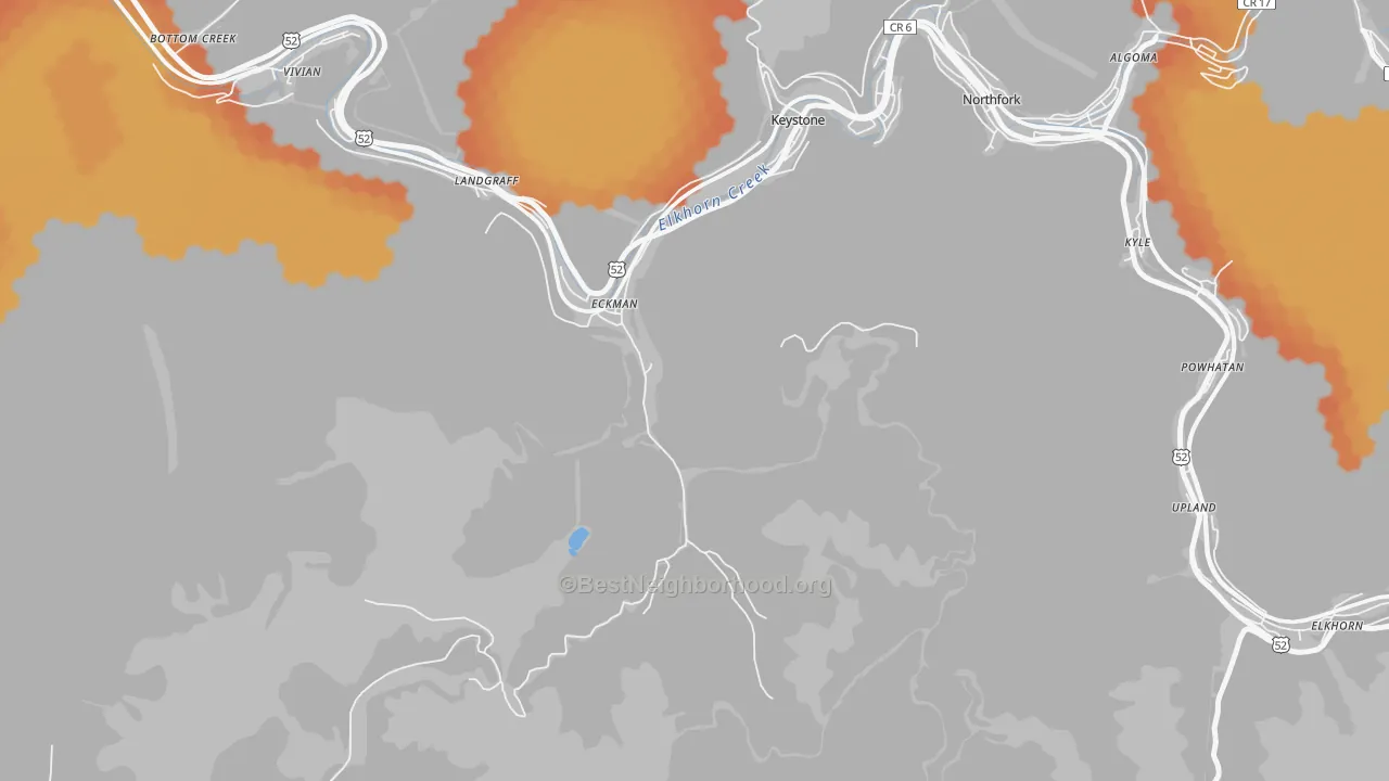 Bike Grade map of Landgraff, WV
