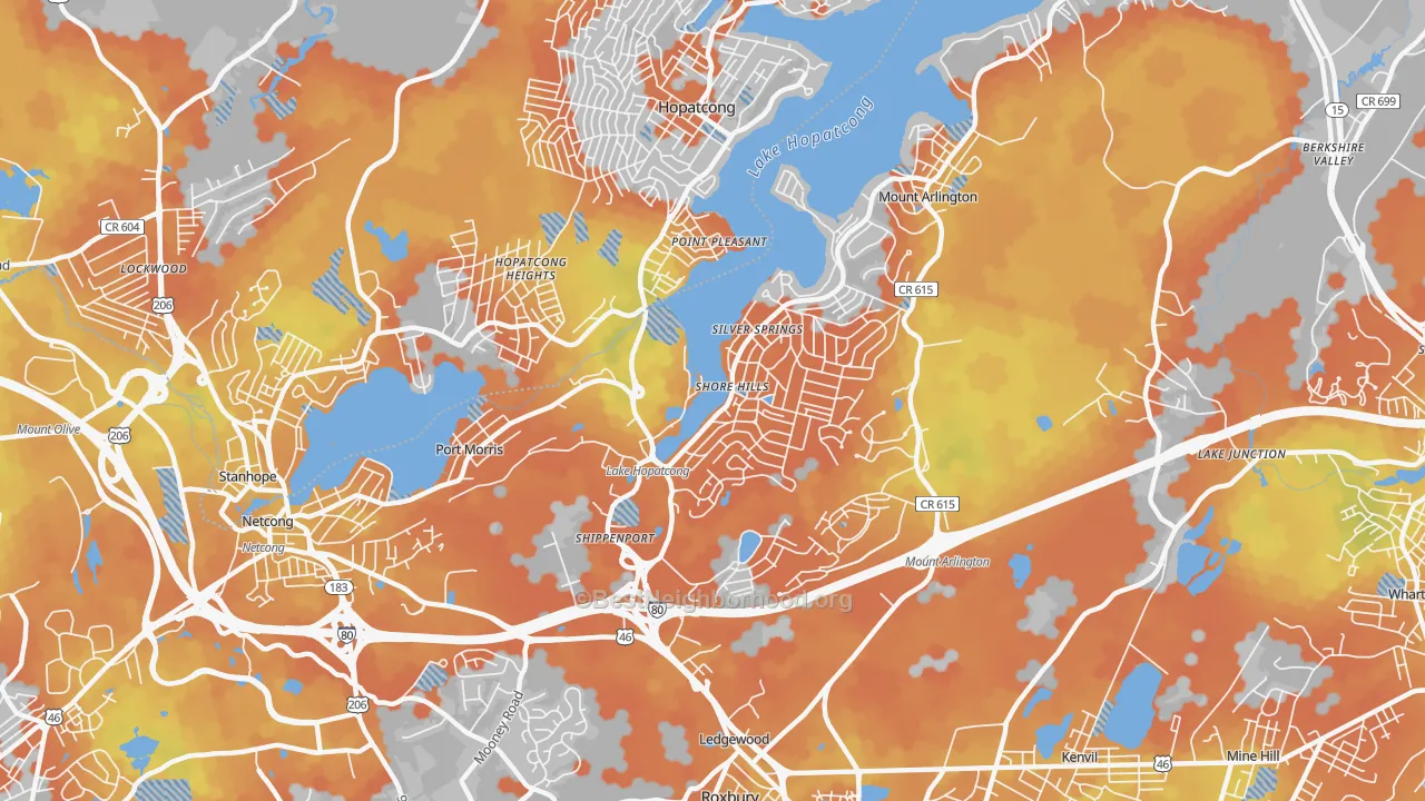 Bike Grade map of Landing, NJ