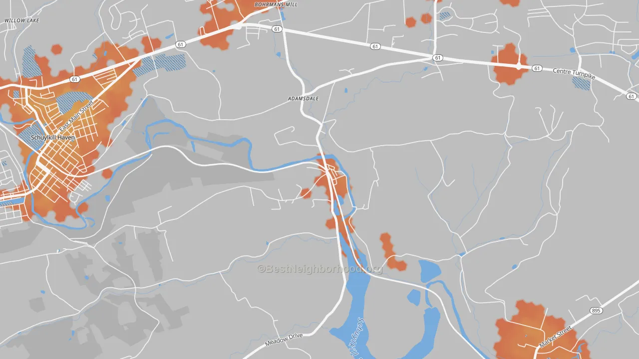 Bike Grade map of Landingville, PA