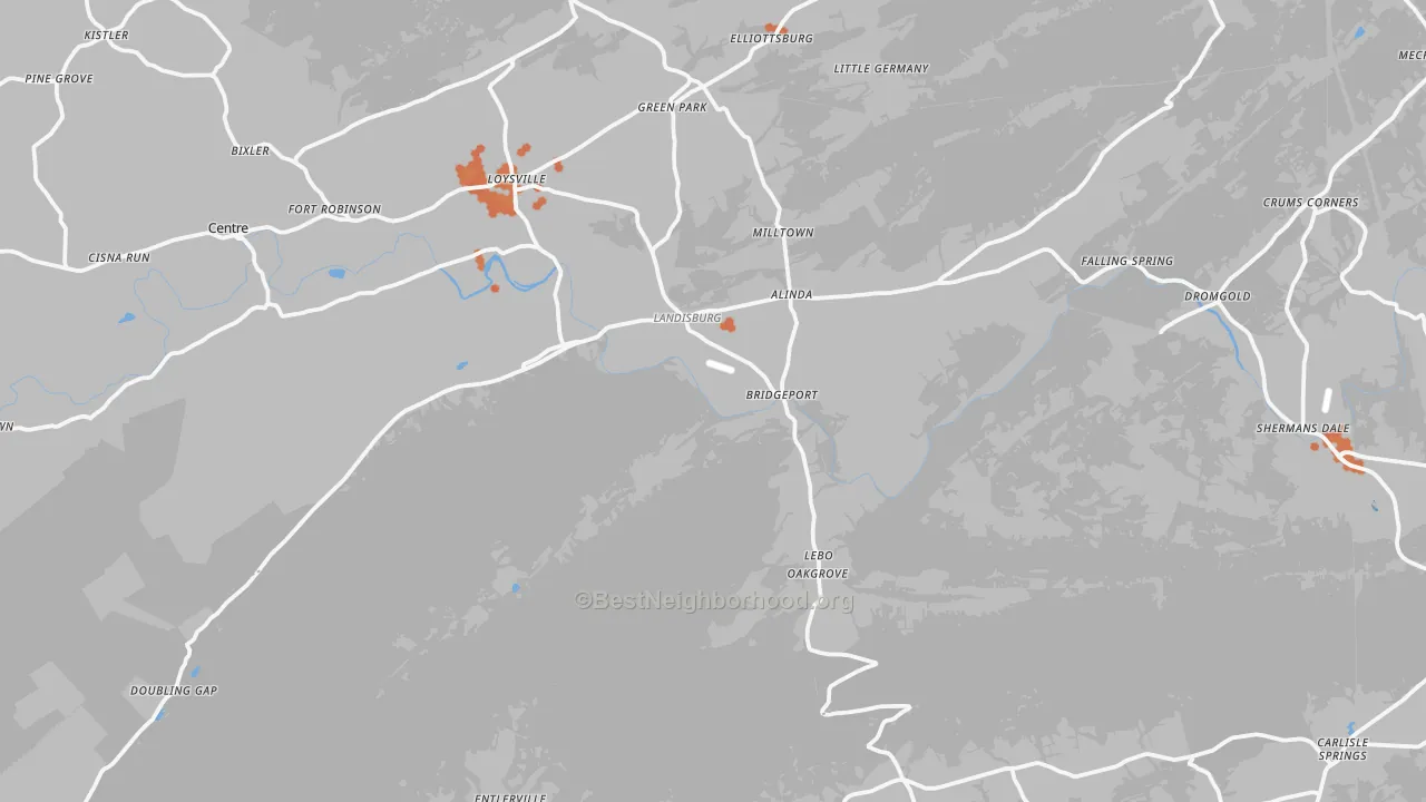 Bike Grade map of Landisburg, PA