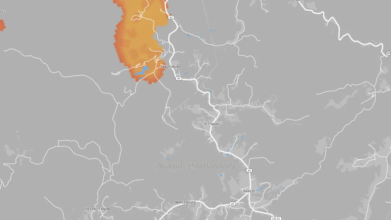 Bike Grade map of Landisburg, WV