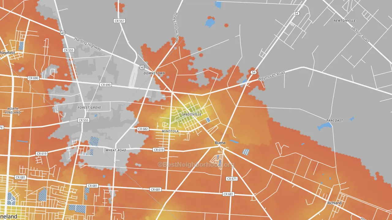 Bike Grade map of Landisville, NJ