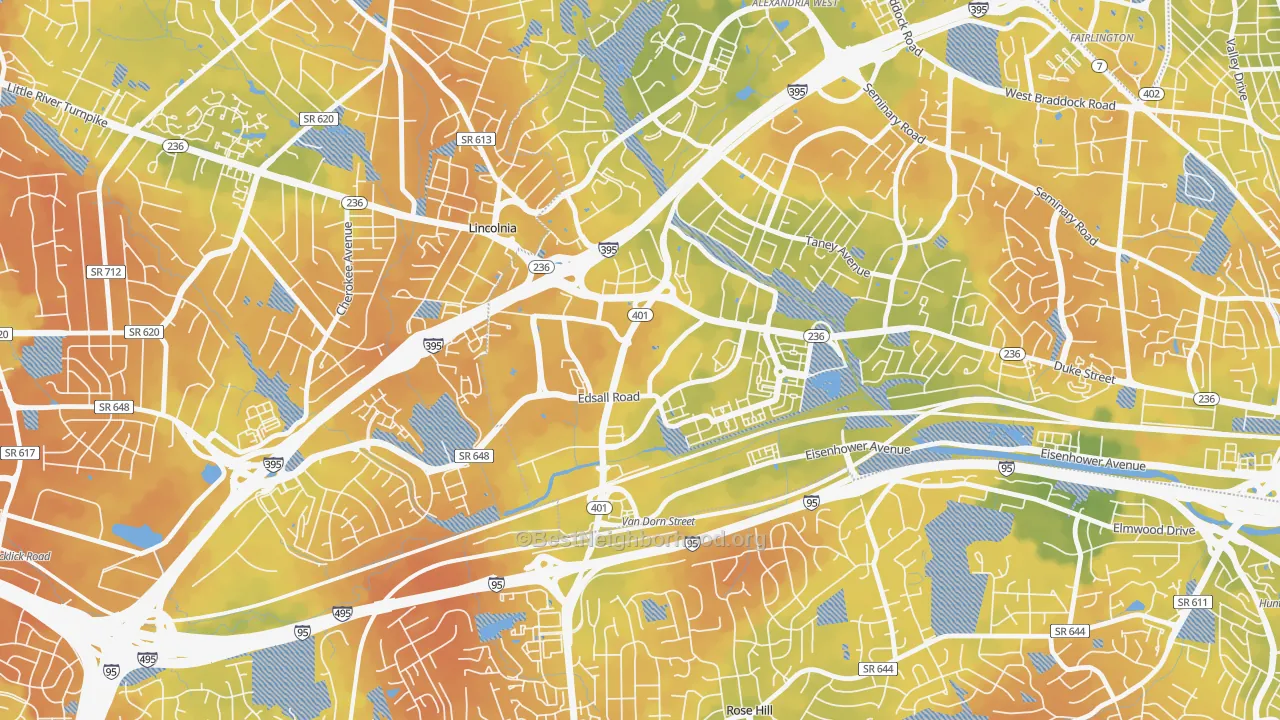 Bike Grade map of Landmark-Van Dom, Alexandria, VA
