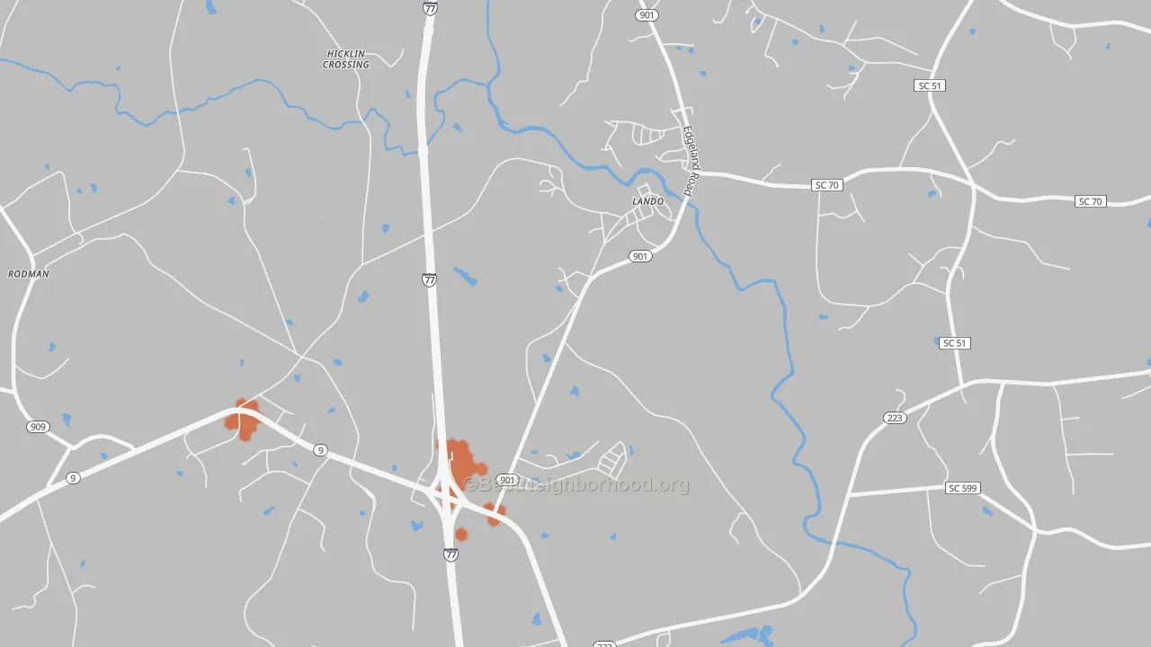 Bike Grade map of Lando, SC