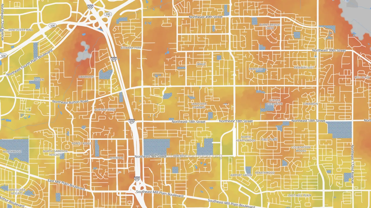Bike Grade map of Landover-Sharmel, Vancouver, WA