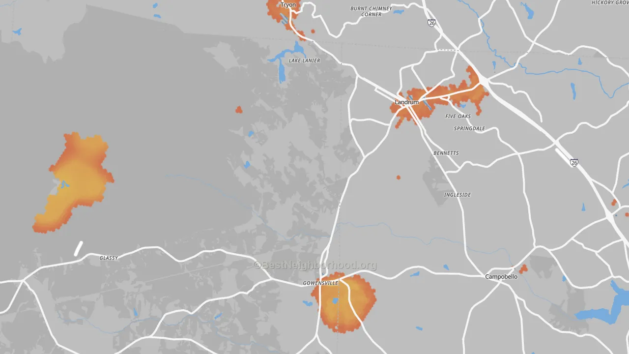 Bike Grade map of Landrum, SC