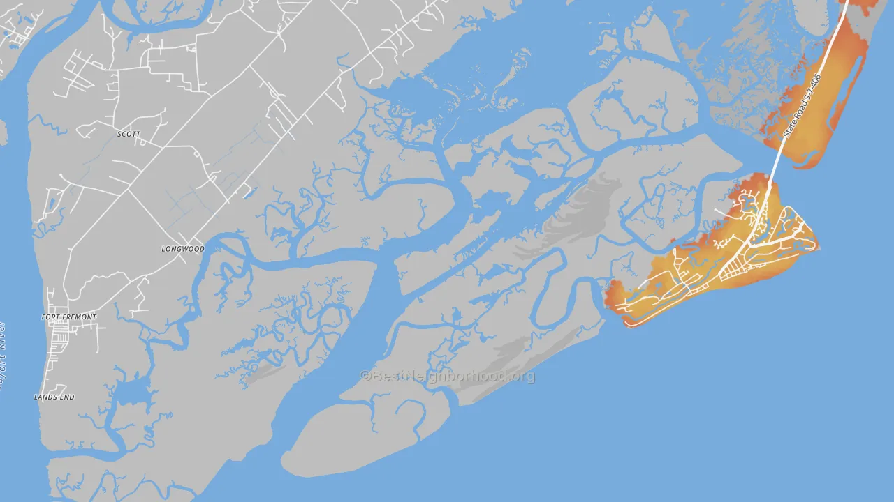 Bike Grade map of Lands End, SC