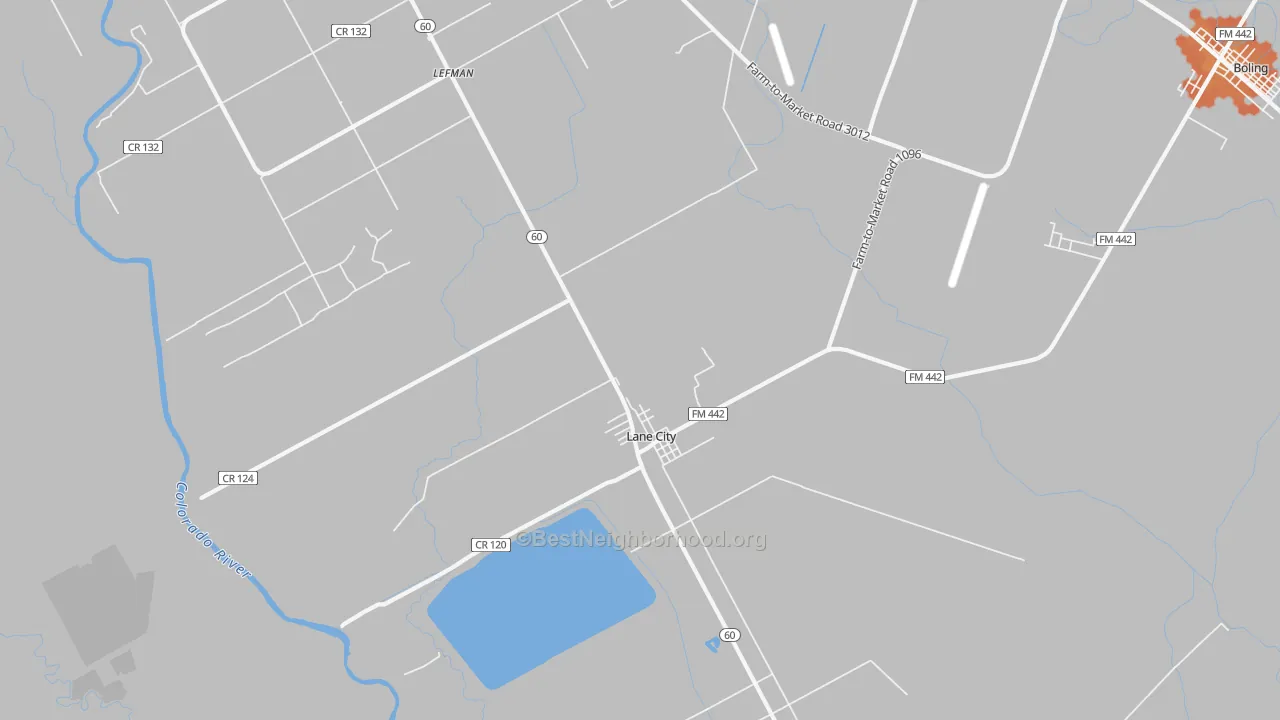 Bike Grade map of Lane City, TX