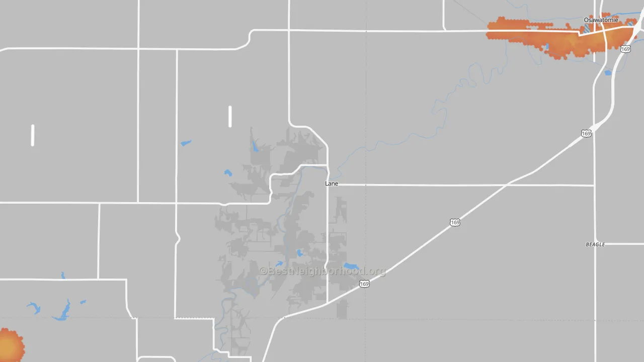 Bike Grade map of Lane, KS