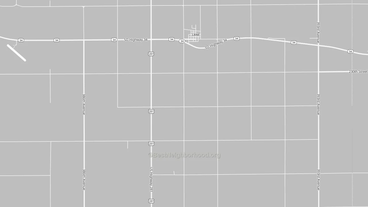 Bike Grade map of Lane, SD