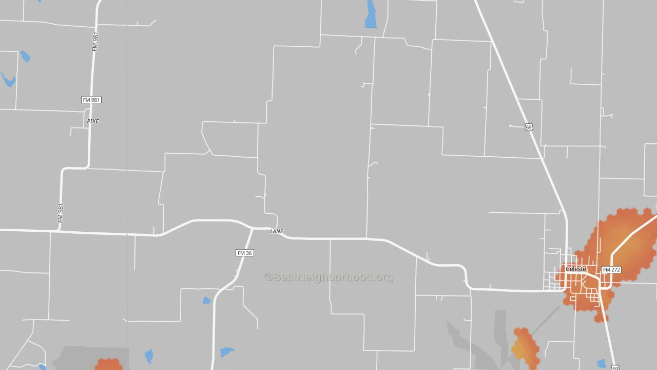 Bike Grade map of Lane, TX