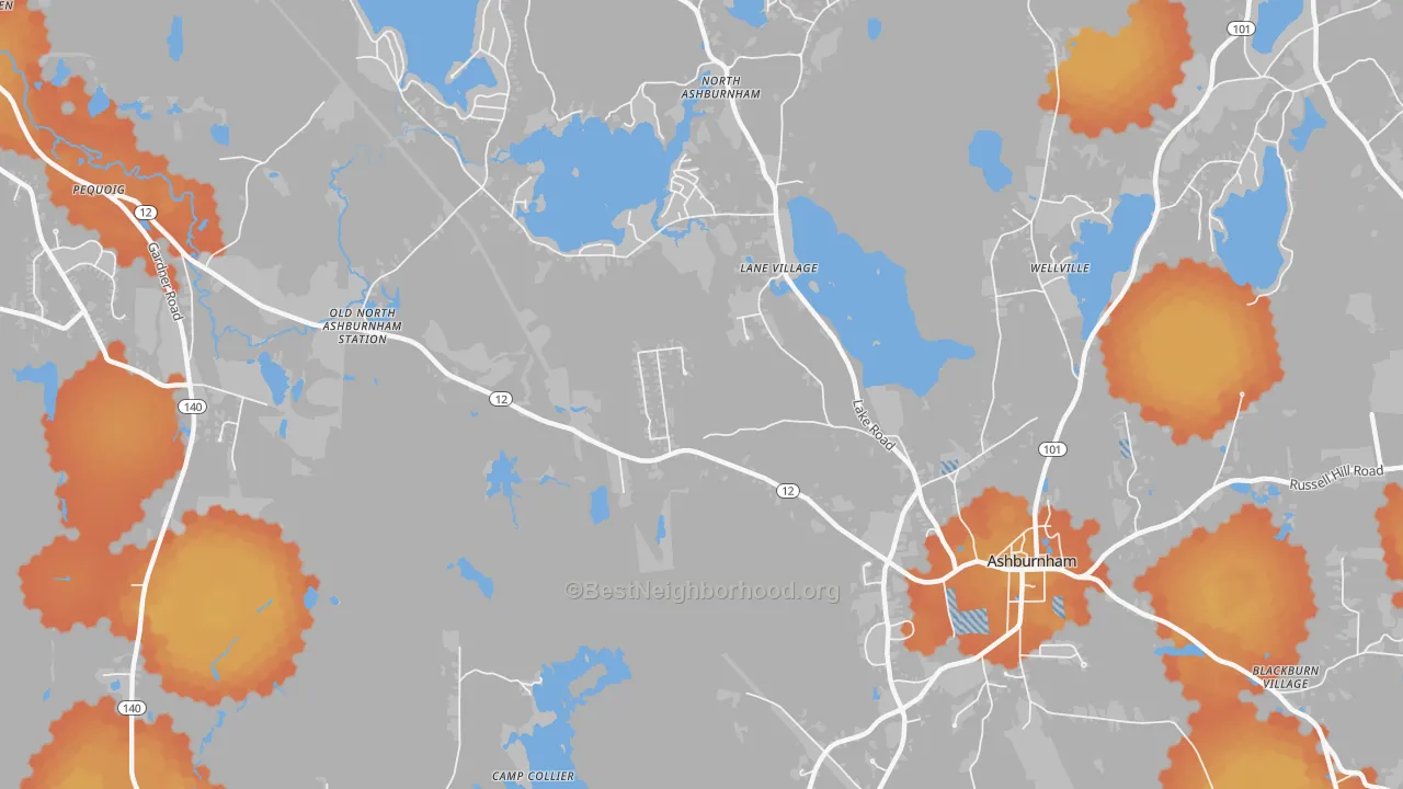 Bike Grade map of Lane Village, MA