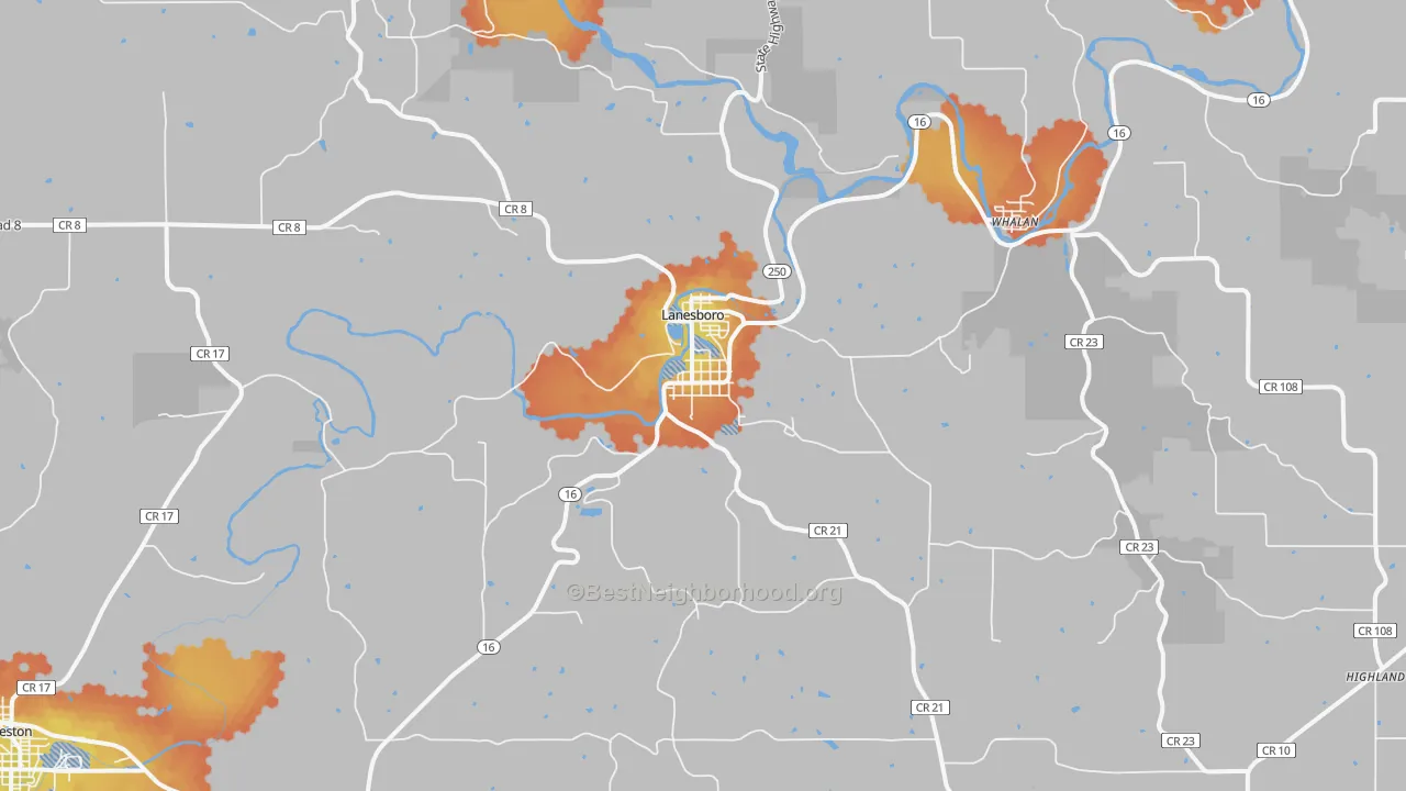 Bike Grade map of Lanesboro, MN