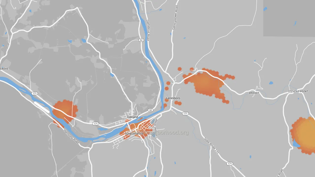 Bike Grade map of Lanesboro, PA