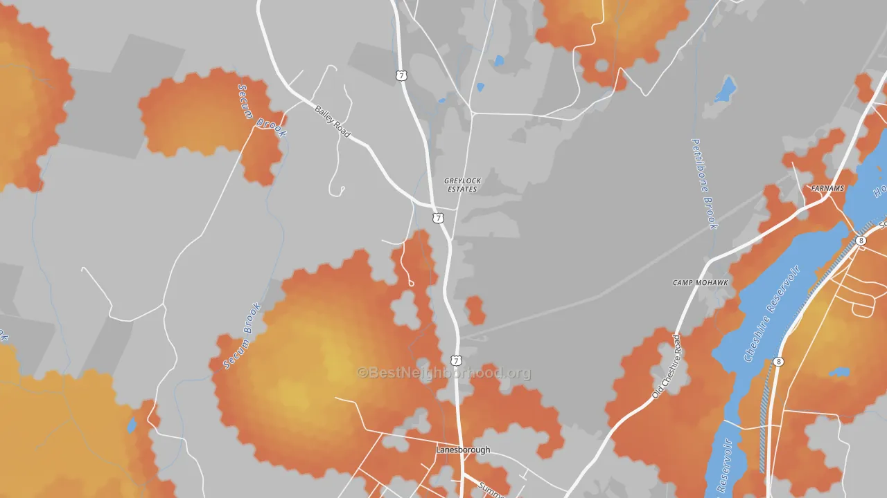 Bike Grade map of Lanesborough, MA