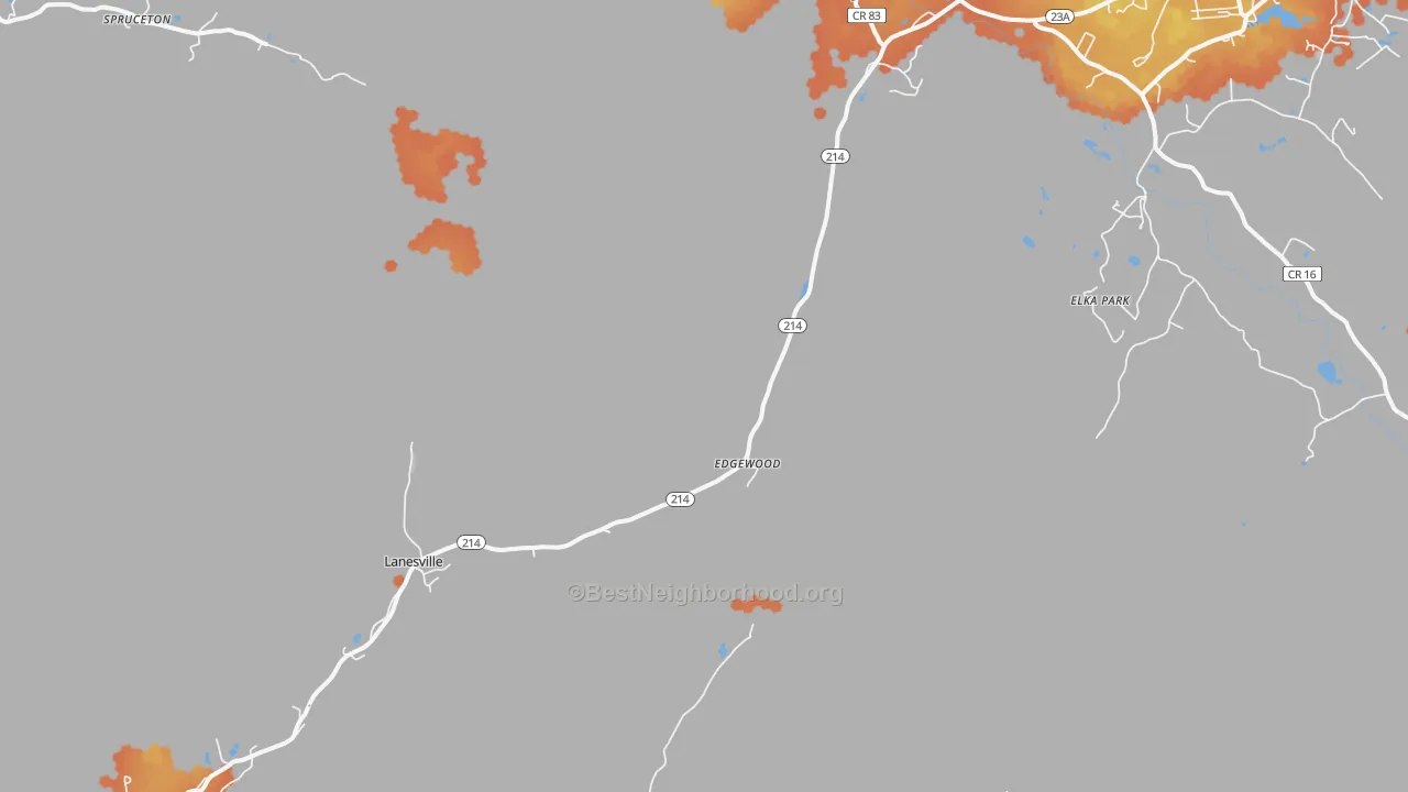 Bike Grade map of Lanesville, NY