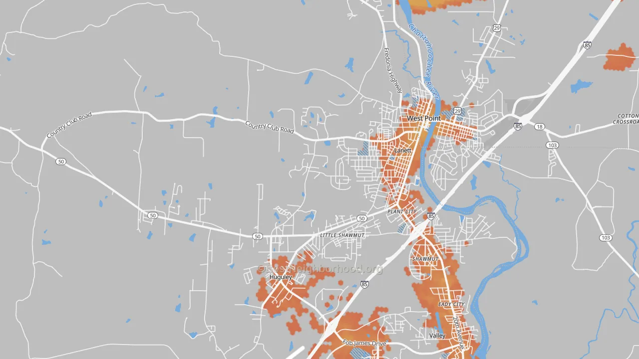 Bike Grade map of Lanett, AL