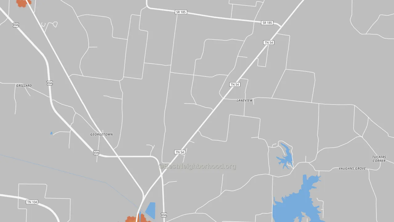Bike Grade map of Laneview, TN