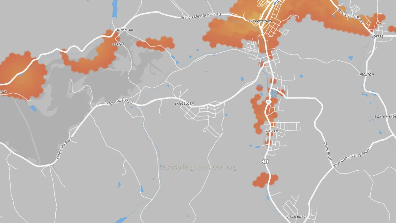 Bike Grade map of Langeloth, PA