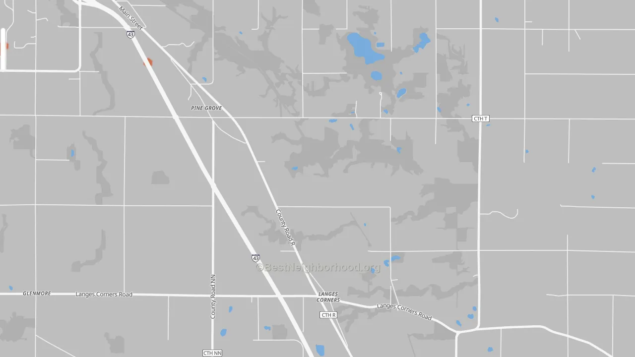 Bike Grade map of Langes Corners, WI