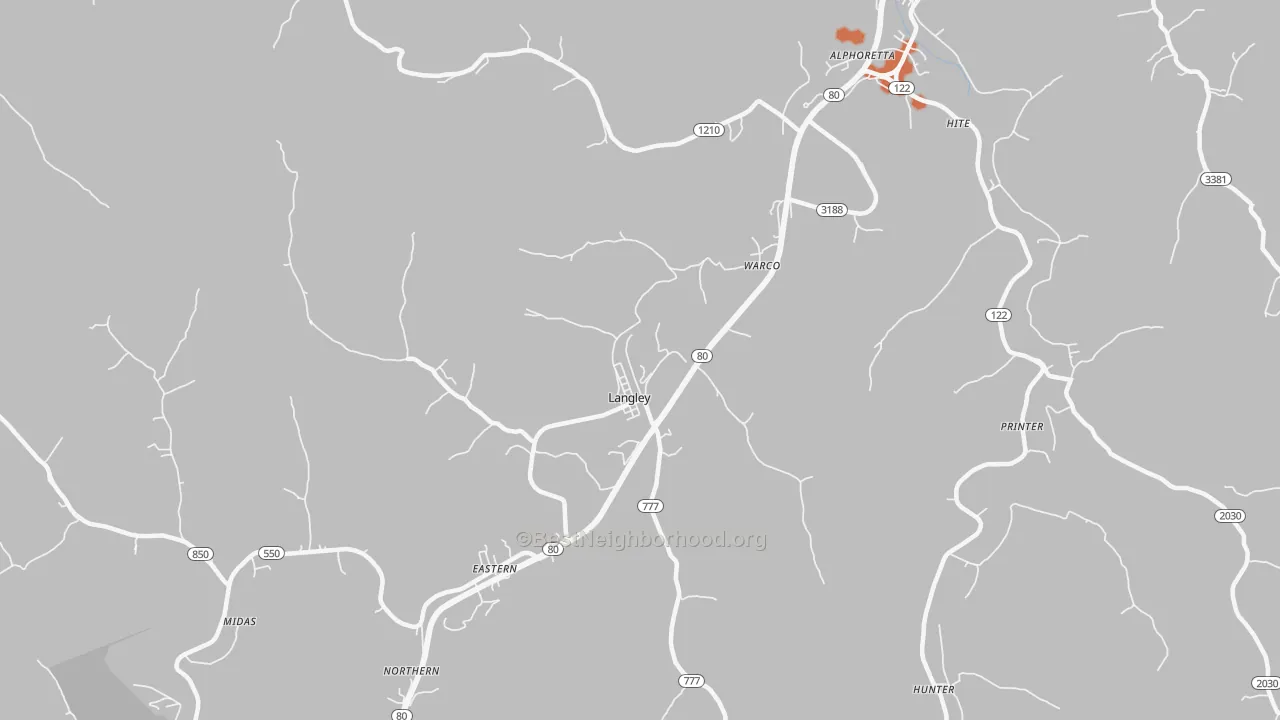 Bike Grade map of Langley, KY