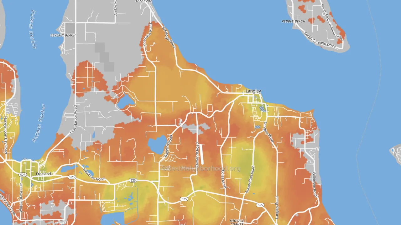 Bike Grade map of Langley, WA
