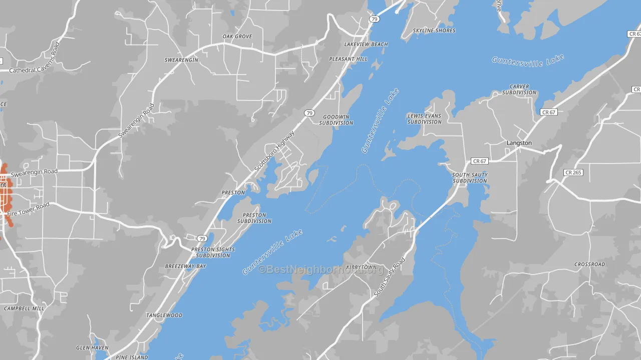 Bike Grade map of Langston, AL