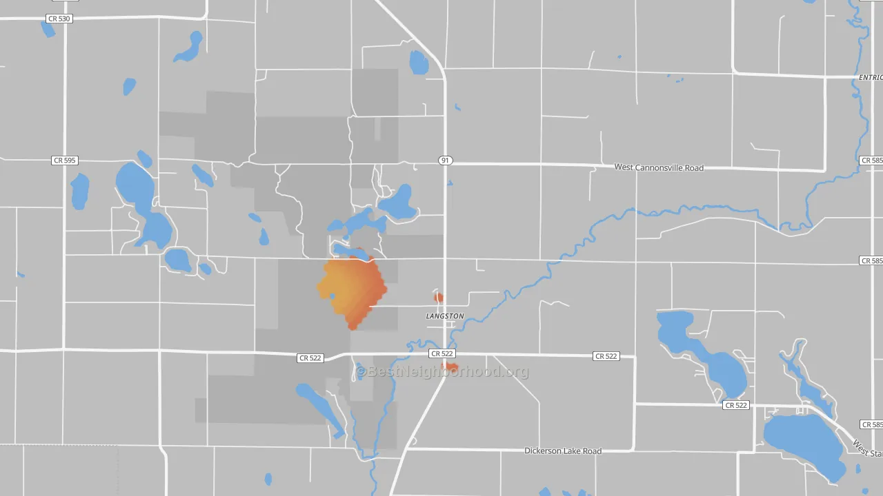 Bike Grade map of Langston, MI