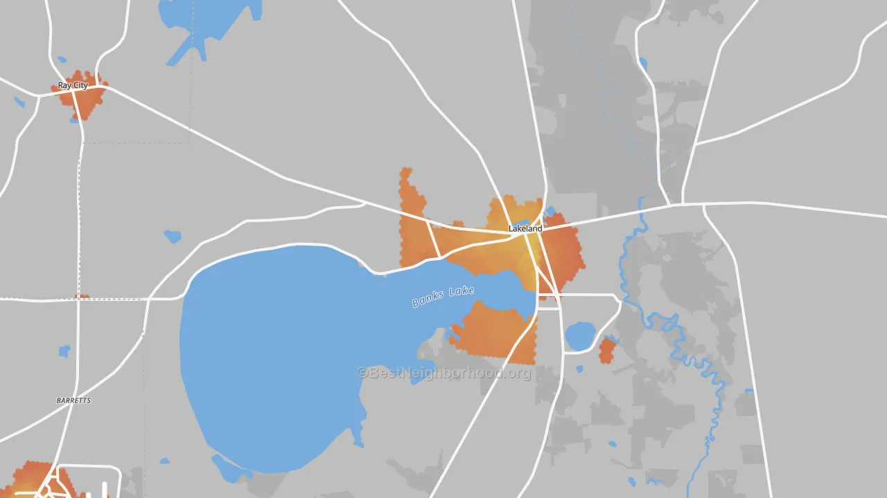 Bike Grade map of Lanier County, GA
