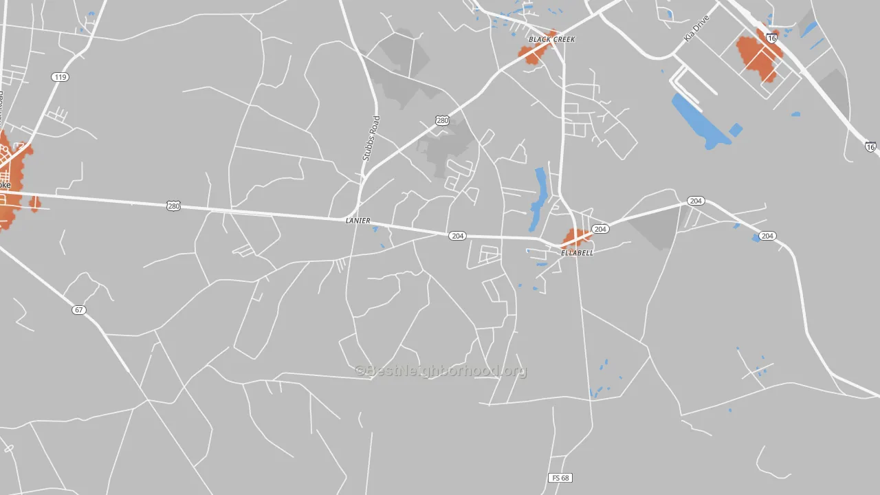 Bike Grade map of Lanier, GA