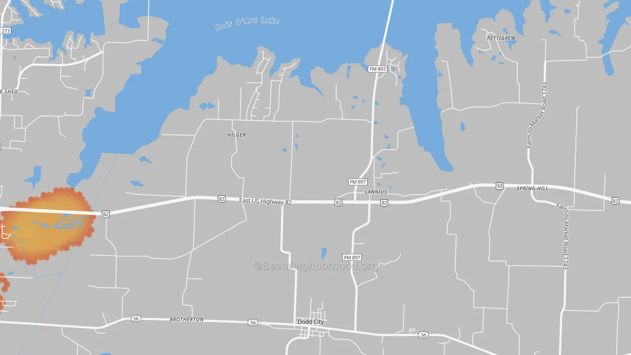 Bike Grade map of Lannius, TX