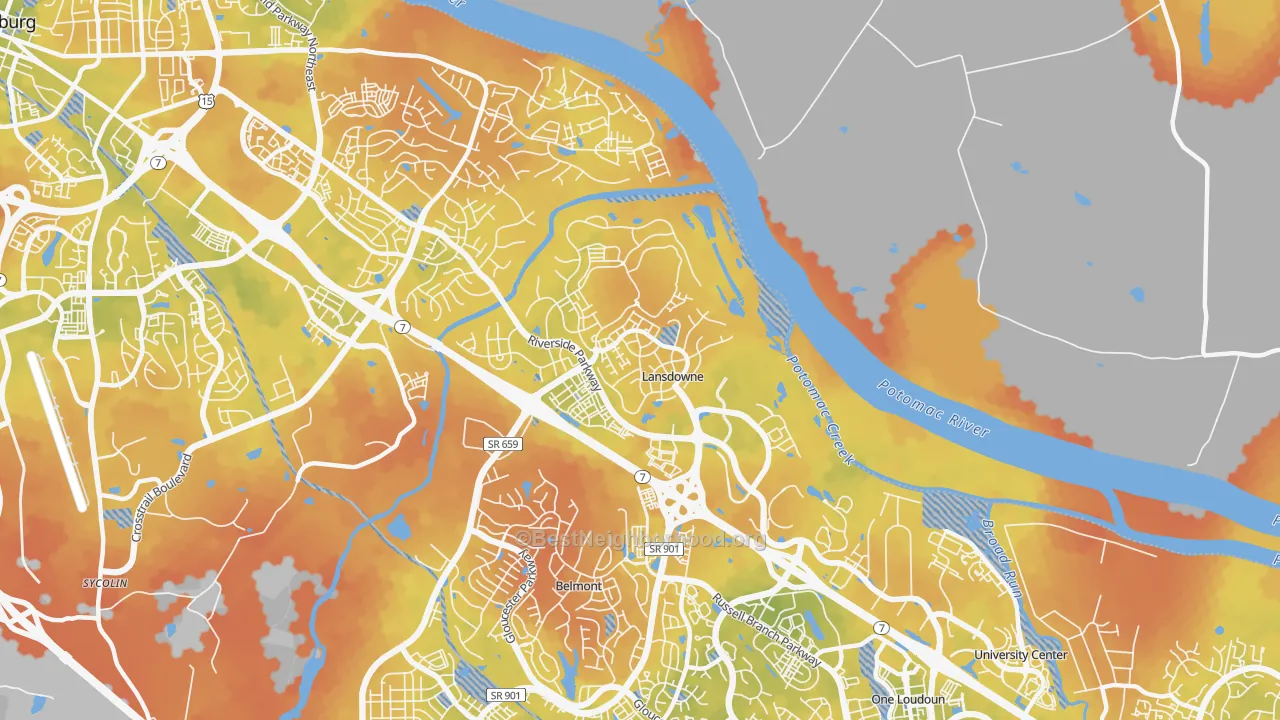 Bike Grade map of Lansdowne, VA