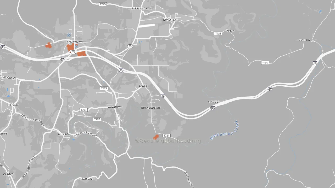 Bike Grade map of Lanse, PA