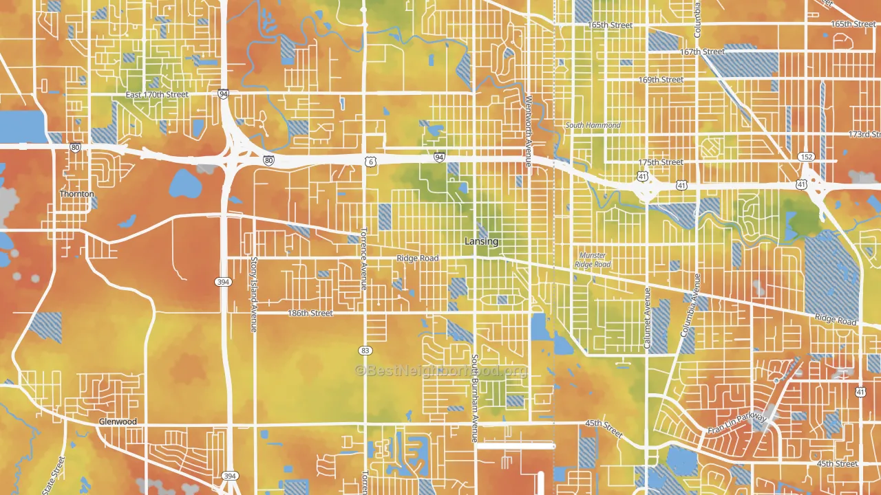 Bike Grade map of Lansing, IL