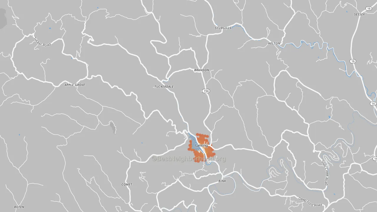 Bike Grade map of Lansing, NC