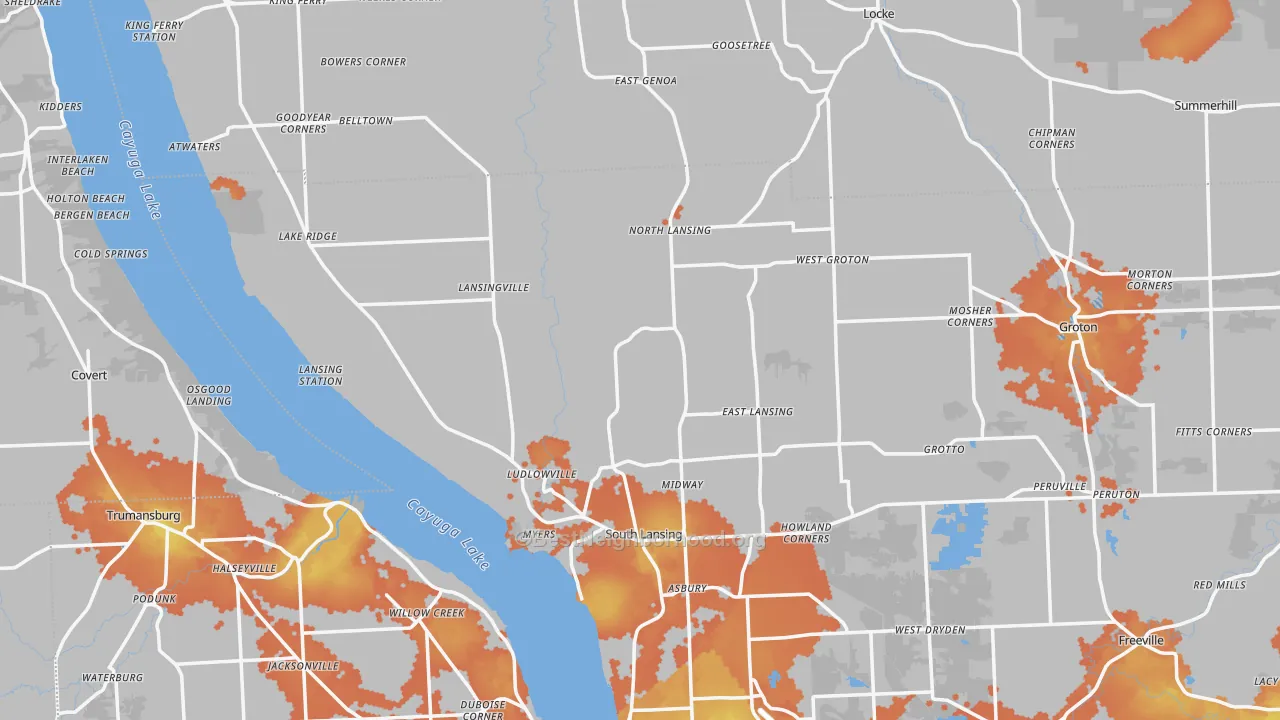 Bike Grade map of Lansing, NY