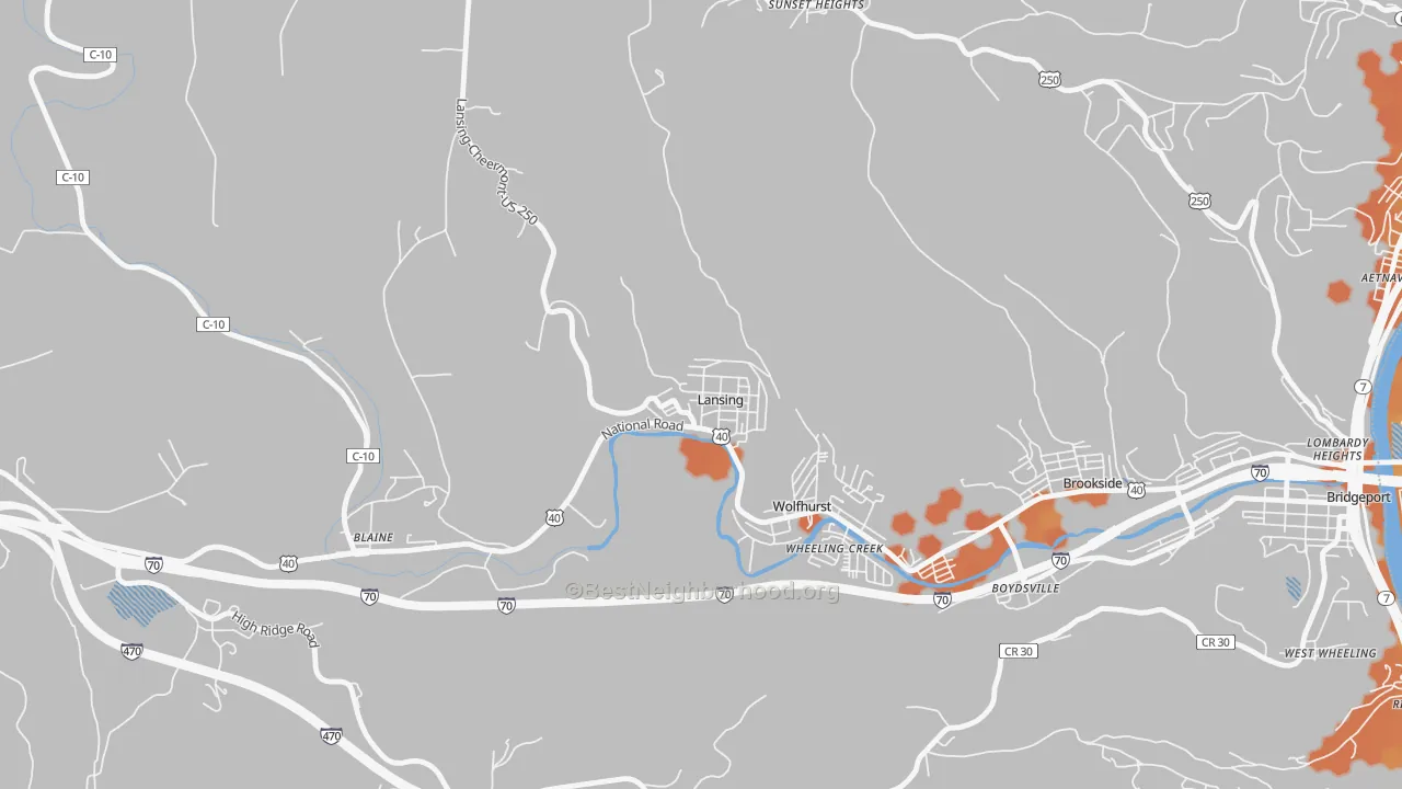 Bike Grade map of Lansing, OH