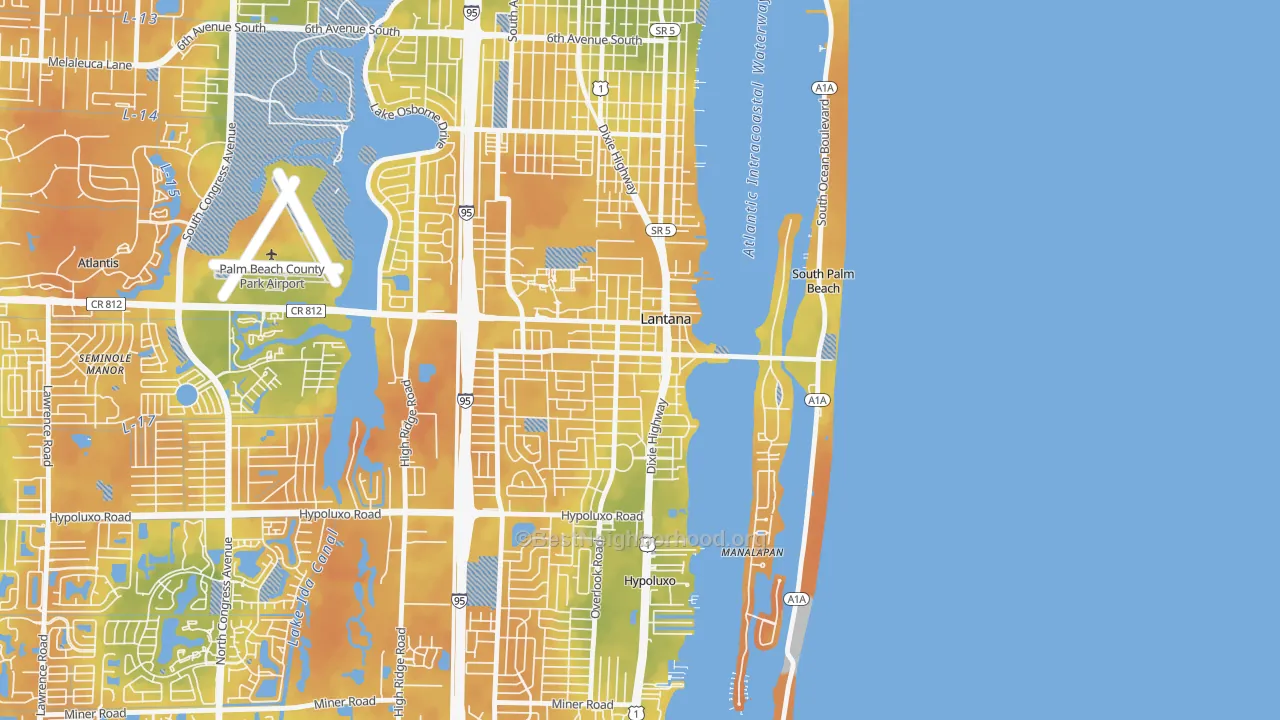Bike Grade map of Lantana, FL