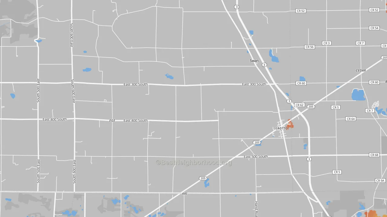 Bike Grade map of Laotto, IN