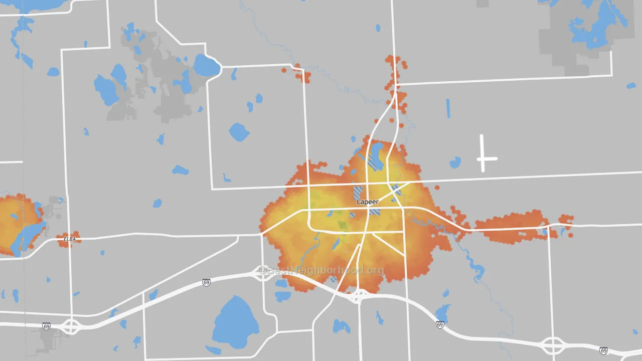 Bike Grade map of Lapeer, MI