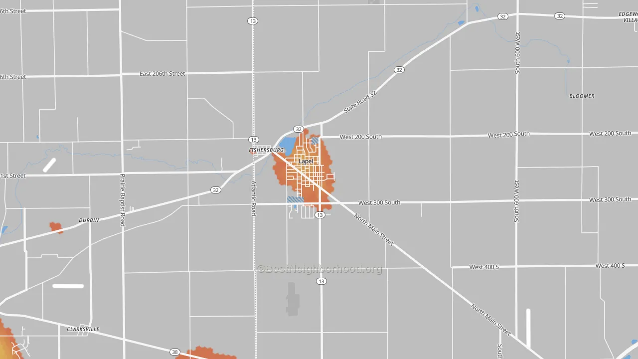 Bike Grade map of Lapel, IN