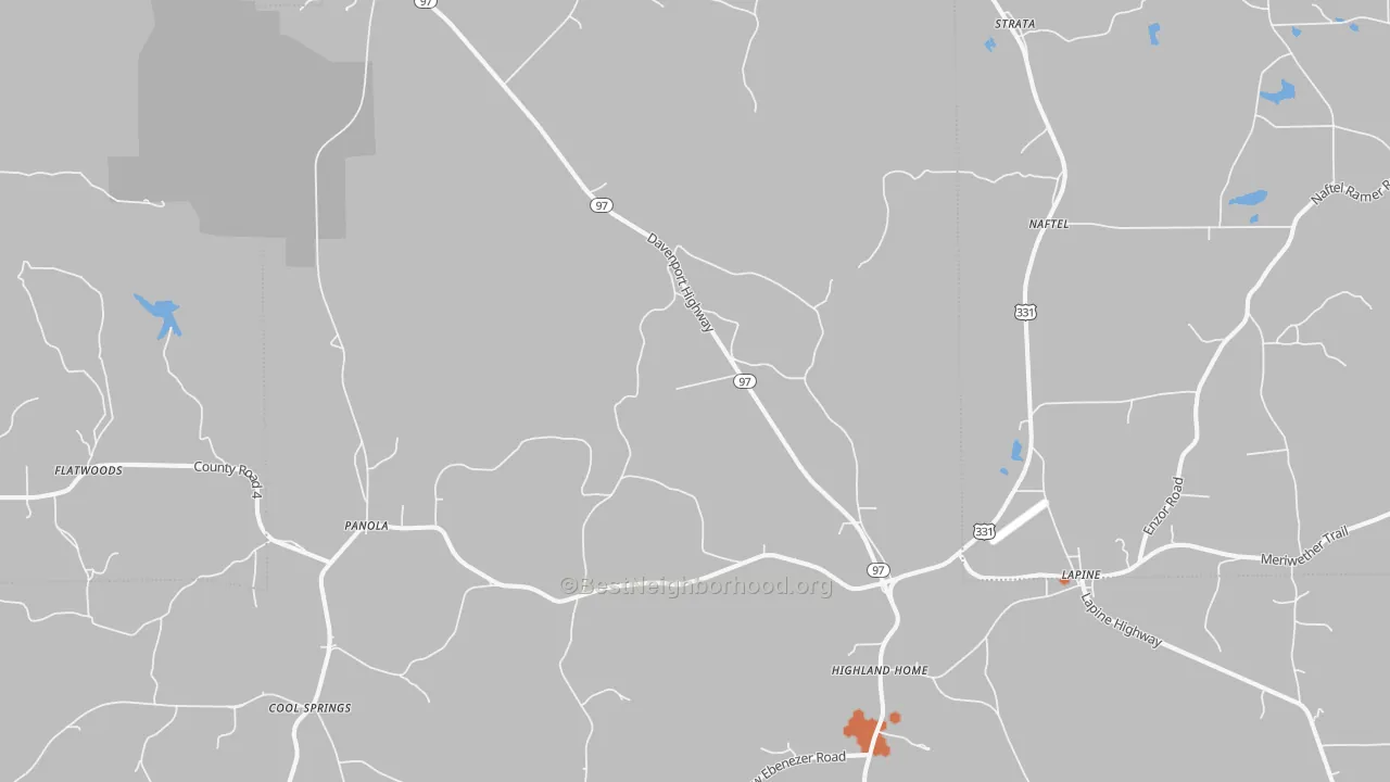 Bike Grade map of Lapine, AL