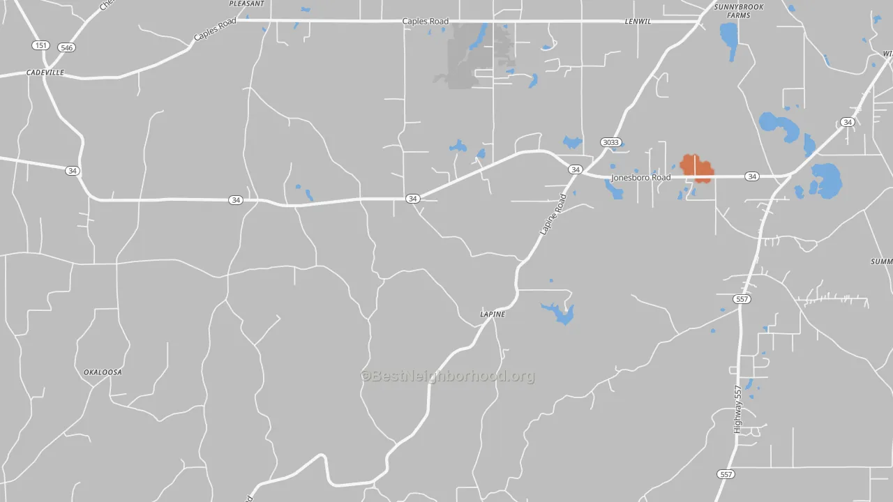 Bike Grade map of Lapine, LA